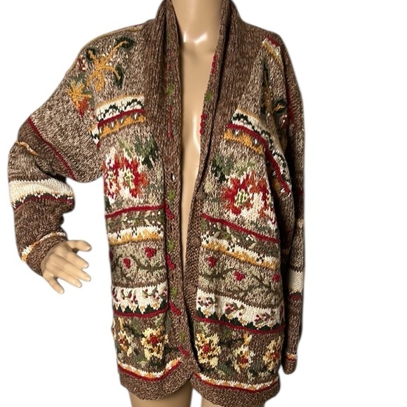 RARE Simpatico vtg 1990 knitted cardigan
Sweater oversize,embroidered rosette,3D - Picture 2 of 16